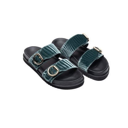 Double Buckle Sandals Petrolio