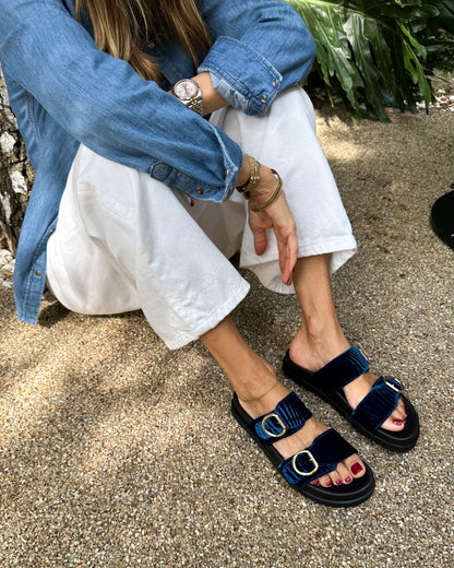 Double Buckle Sandals Bluette