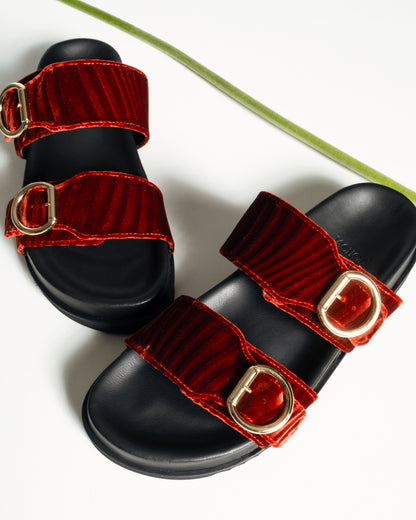 Double Buckle Sandals Ruggine