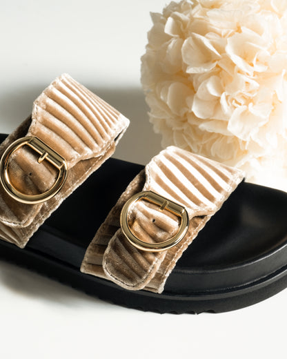 Double Buckle Sandals Biscotto